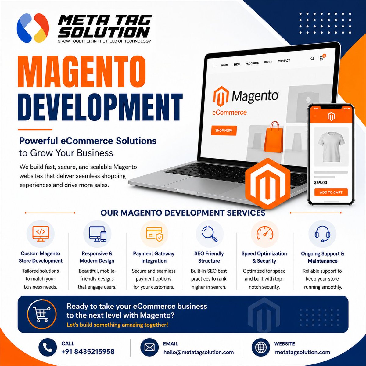 METATAGS0LUTION's tweet image. Elevate Your eCommerce Business with Expert Magento Development!
Custom, scalable &amp;amp; high-performing online stores built for success. 💻✨
📞 +91 8435215958
🌐 metatagsolution.com

#MagentoDevelopment #eCommerceSolutions #WebDevelopment #MetatagSolution #OnlineStore