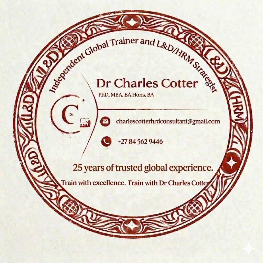 Charles_Cotter's tweet image. Train with Dr Charles Cotter, the African Maverick, the Yardstick of Training Excellence. Your Data-driven Training Partner of Choice."

#Training
#TrainingFacilitator
#YourTrainingPartnerofChoice
#TrainwithCharlesCotter