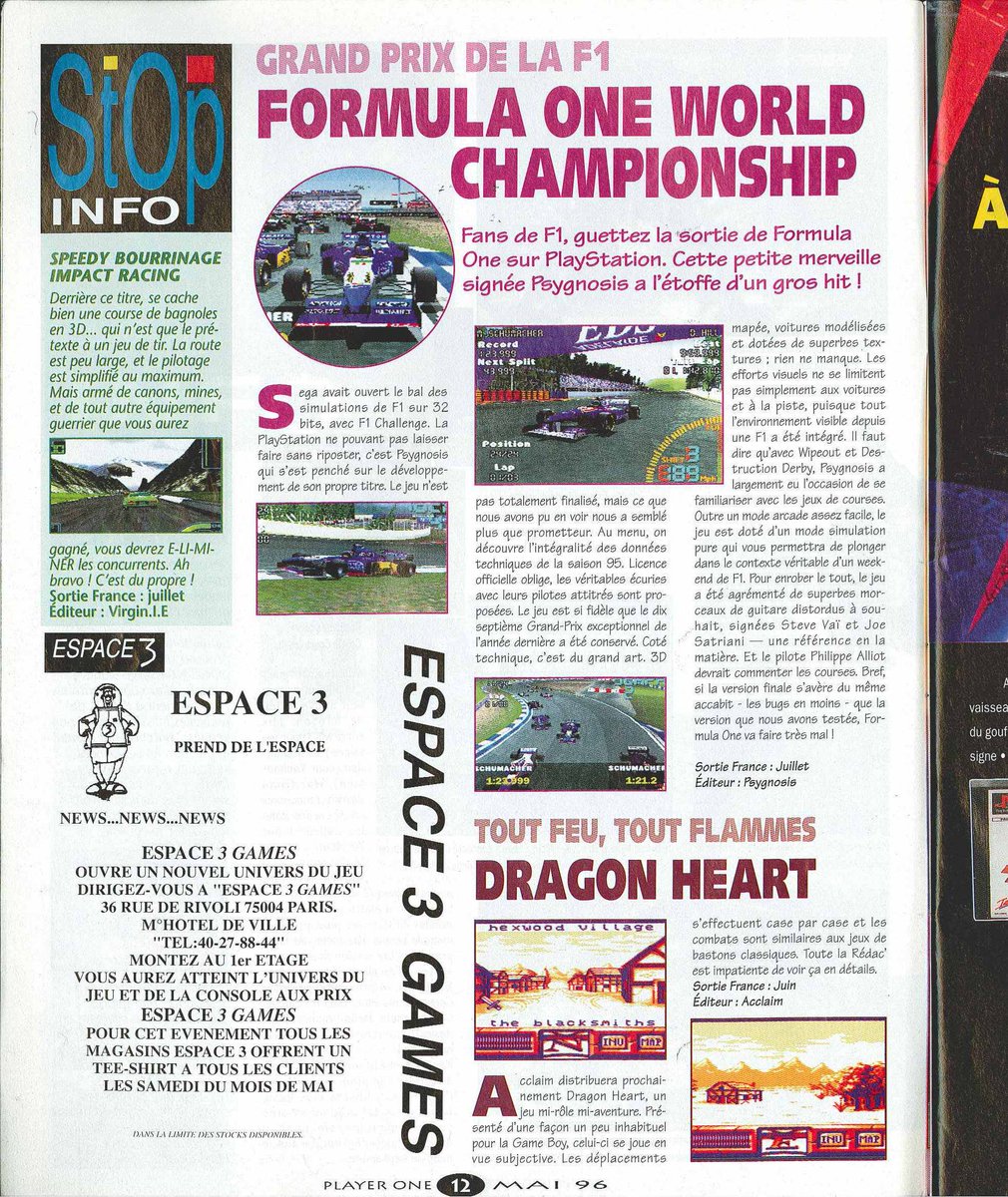 AllmightoFranky's tweet photo. La suite avec de la F1 et aussi #ResidentEvil à venir chez nous sur #Playstation!#Nights sur la #SEGA #Saturn puis #OverBlood et #DarkHalf!! 3/5 https://t.co/3wTEHfNAY2