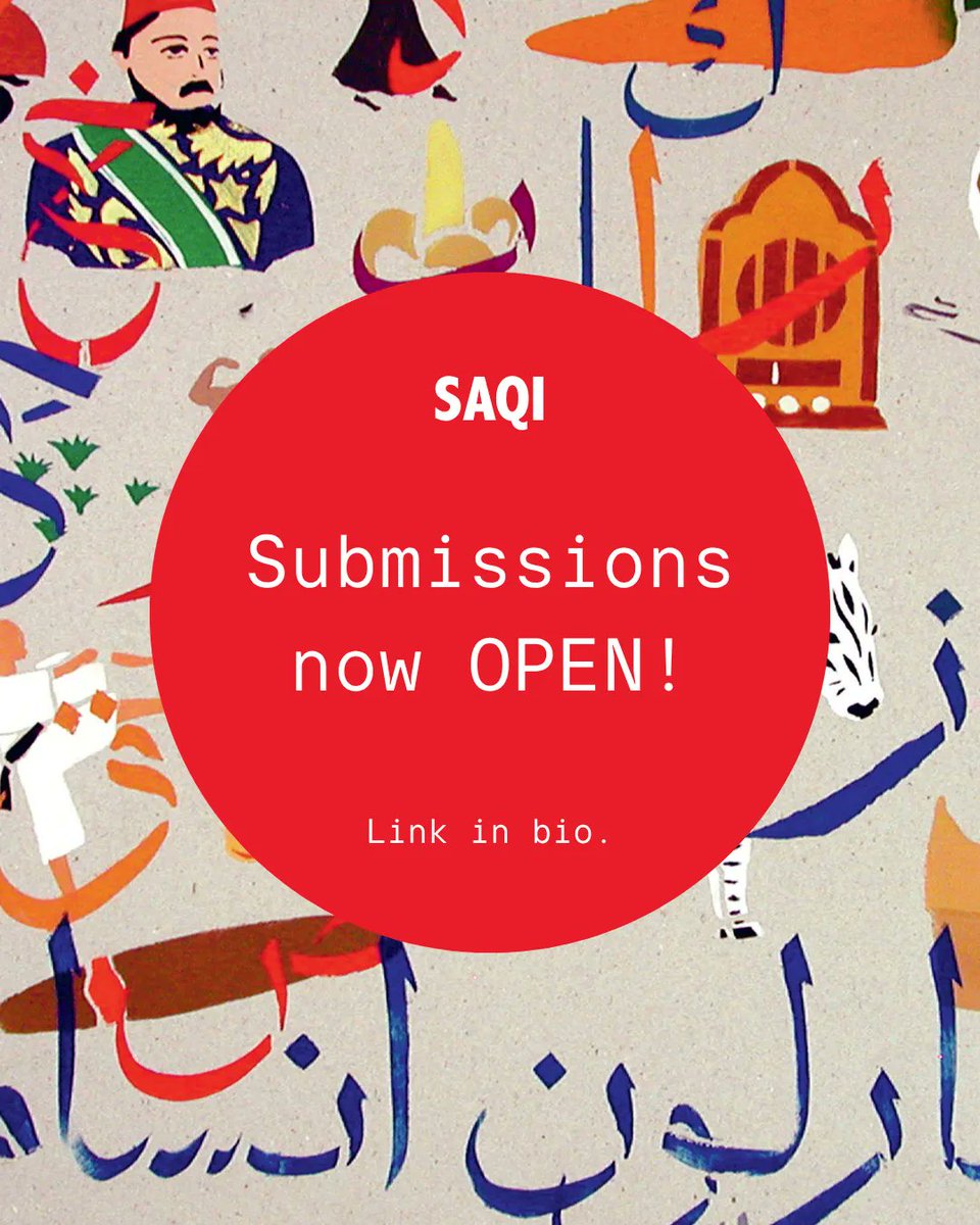 arablit's tweet photo. Saqi aren't here, but FYI to those not on BlueSky, they just announced that submissions are open. 
https://t.co/7rVOxKsqL0 https://t.co/BN78Z4hV1j