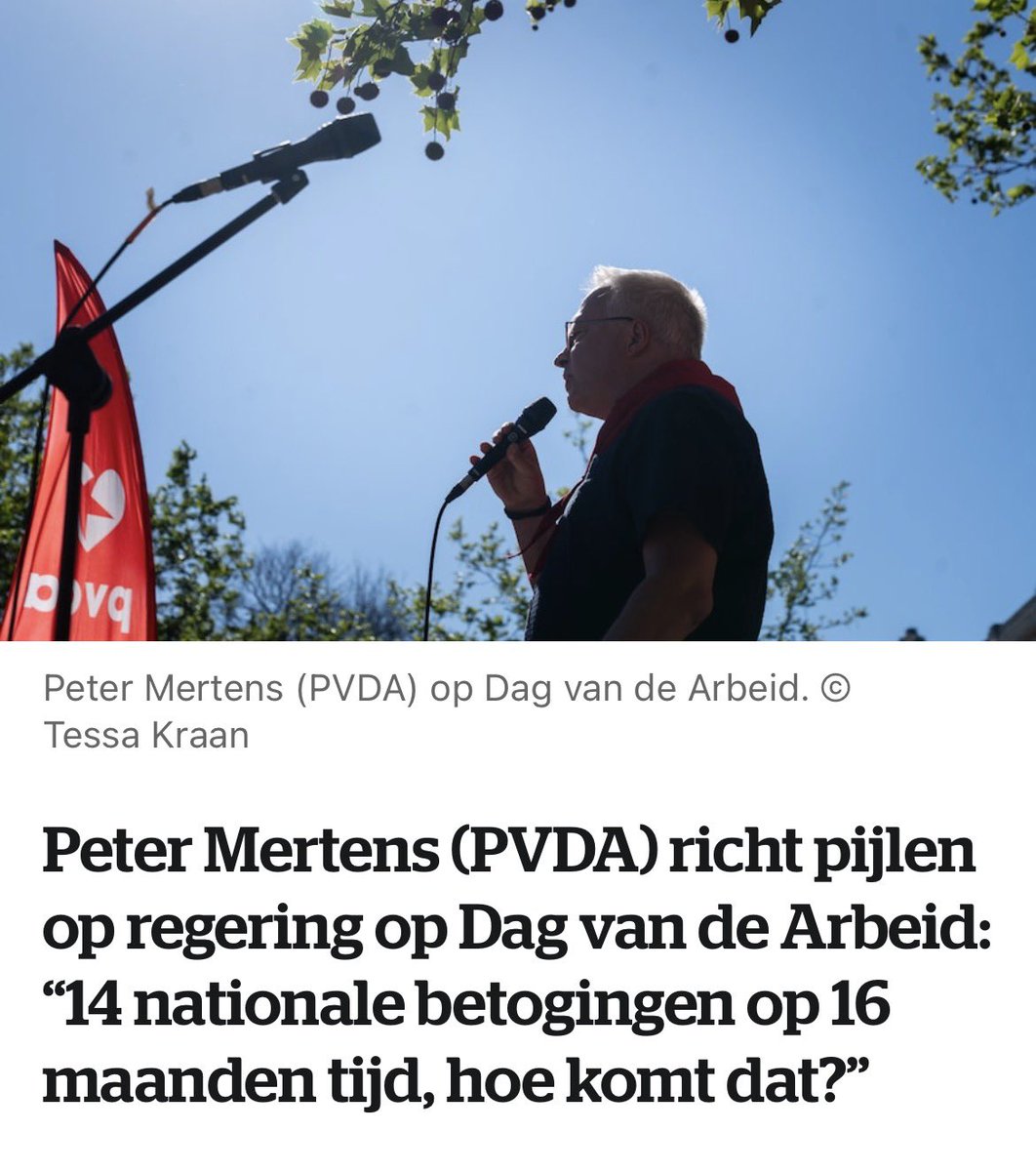 Peter Mertens (PVDA) richt pijlen op regering op Dag van de Arbeid: “14 nationale betogingen op 16 maanden tijd, hoe komt dat?”

Rode hoogdag vandaag. Traditiegetrouw trekken vakbonden, mutualiteit Solidaris en roodlinkse politici op 1 mei of Dag van de Arbeid met veel lawaai
