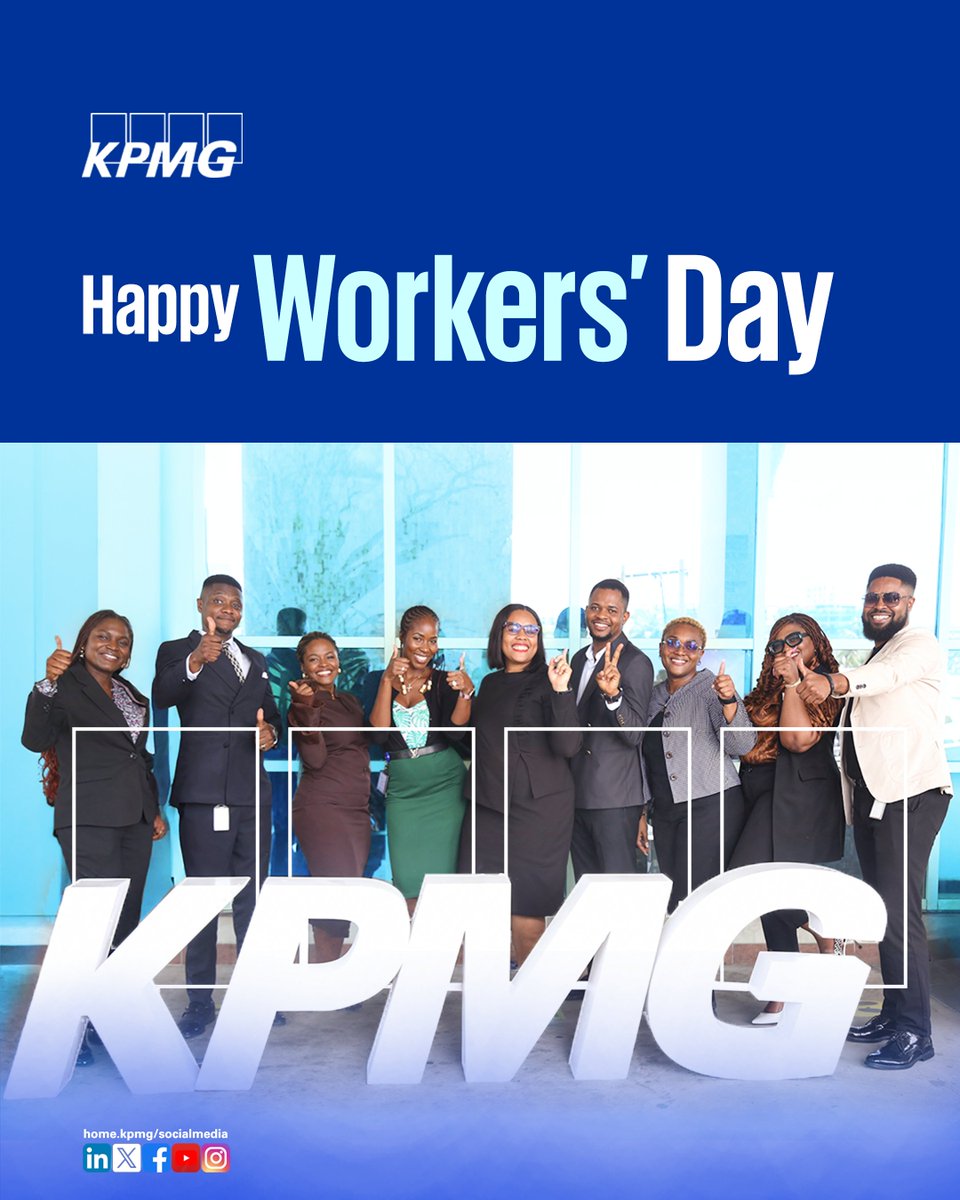 KPMG_NG's tweet photo. To the professionals who consistently show up, embody excellence, and drive meaningful impact every day, we recognise and appreciate you.
Today, we celebrate your contributions and the difference you make.
Happy Workers' Day!
#KPMGNigeria #WorkersDay #MakeTheDifference https://t.co/cBHb3cDC1J