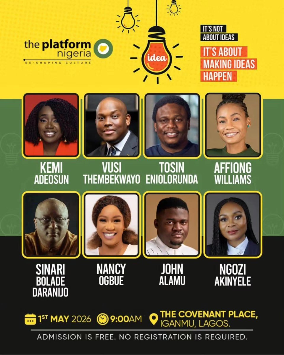 Eenojo's tweet photo. Today's 
#ThePlatformNG 
Is a full circle moment for me.

I will be following online&amp;have followed for morethan a decade but even more special is that our Teenage daughter will attend in person as part of a team from her school.
Thanks for raising our generation&amp;now our children https://t.co/H65RvcZrZx