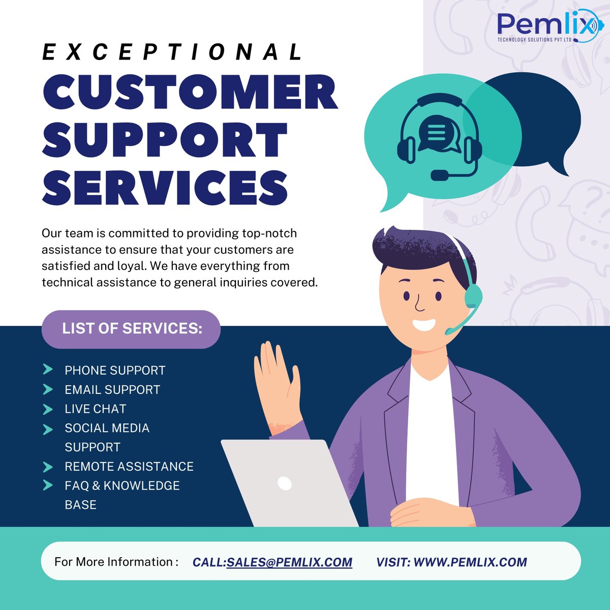 Pemlix's tweet image. Elevate Your Customer Experience with Pemlix!

Let us handle the details so you can focus on growing your brand.

Ready to level up your support?

Contact us: sales@pemlix.com.

Visit: pemlix.com

#CustomerSupport #CustomerExperience #TechSolutions #Pemlix
