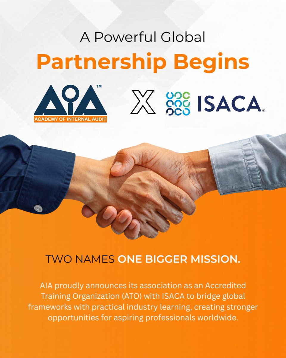 AcademyAudit's tweet image. 👀 Here’s the big news many of you have been waiting for!
But this is not the end... The plot twist is still loading! ⏳ Stay tuned. ✨

#AIA #ISACA #InternalAudit #CareerGrowth  #ProfessionalEducation #GlobalOpportunities #Collaboration #Partnership #Announcement #BigNews