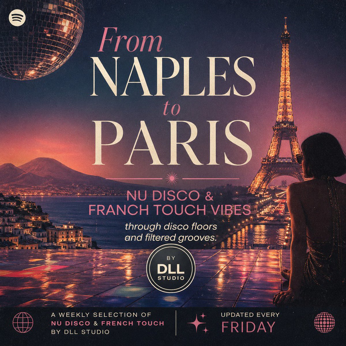 dllstudio's tweet photo. We started with I Love EDM — big drops &amp; festival energy.

Now we move differently.  
Grooves > drops. Feeling > hype.

Introducing From Naples to Paris 🇮🇹🇫🇷  
Nu Disco &amp; French Touch vibes.  
Updated every Friday.

A new era for DLL Studio ✨

#NuDisco #FrenchTouch #HouseMusic https://t.co/XuQubBlEPF
