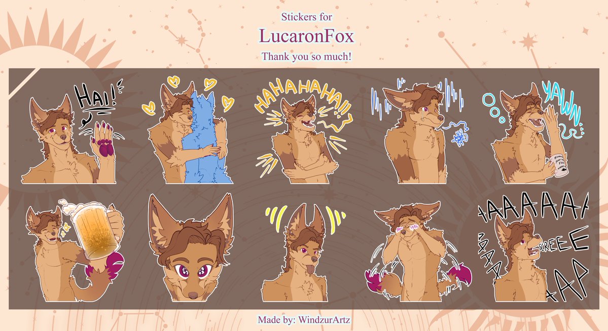 windzurartz's tweet image. Sticker cm for @lucaronfox, thank you! 💫✨

#sticker #furry #fennec