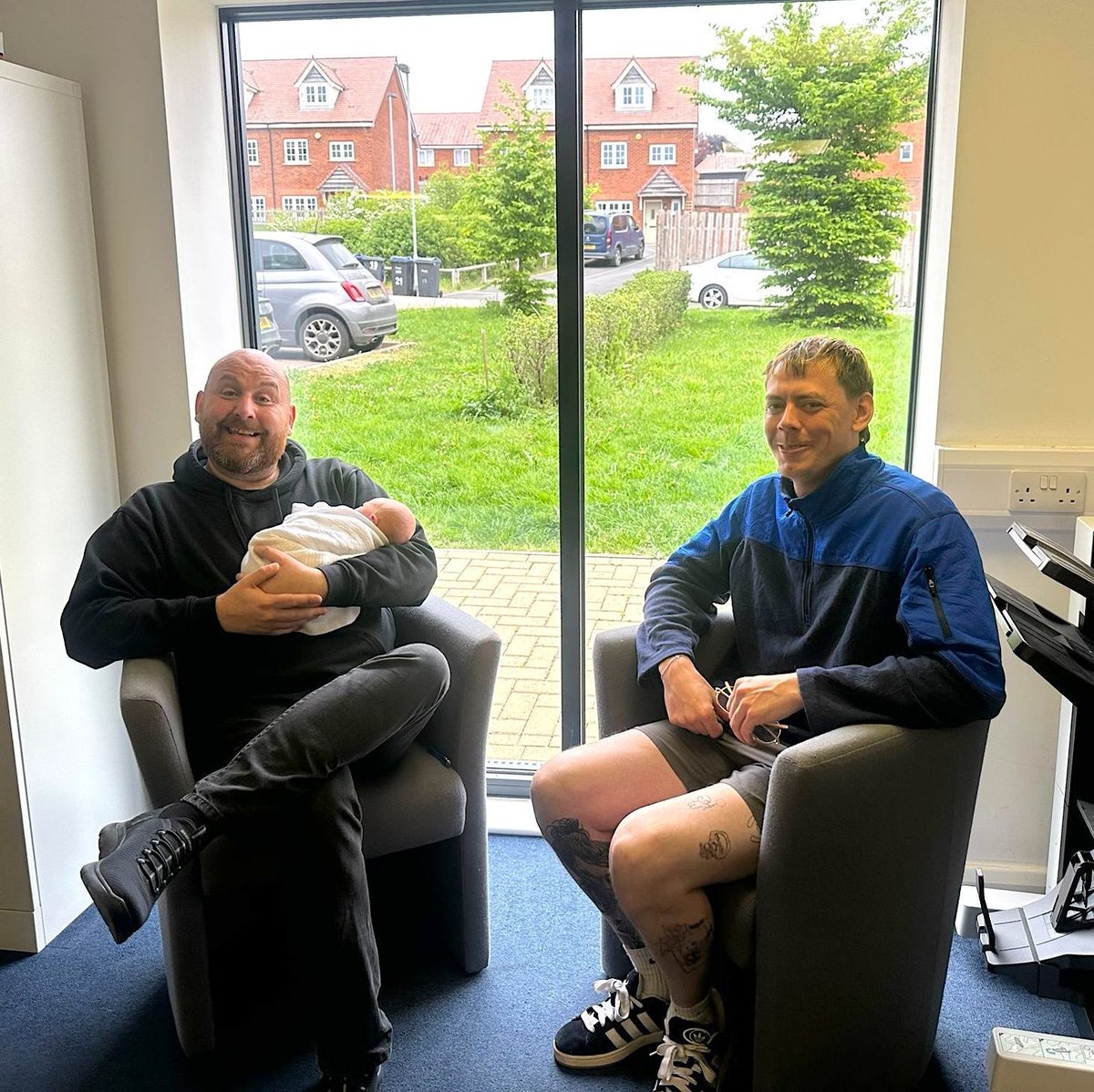 EntrainSpace's tweet photo. Welcome to the world baby Hudson! 💙 Huge congratulations to our Entrain Space residents Jamsie and Beth on their gorgeous new arrival. The team have been queuing up for cuddles, Kelli got there first (and may never give him back) 😅 Sending all the love to the new little family!   

Happy May Day and have a good Bank Holiday Weekend.
#EntrainSpace