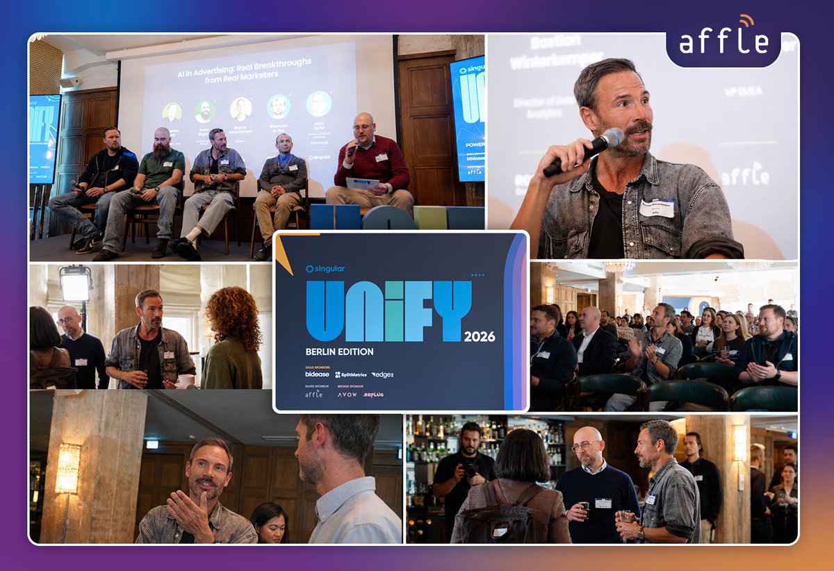affle's tweet image. And it’s a wrap at UNIFY Berlin 2026 🇩🇪

A day of sharp insights and meaningful conversations with leaders across the mobile growth ecosystem.

Thank you to everyone who joined us, we look forward to continuing the conversation.

#UNIFYBerlin2026 #AdTech #MobileMarketing