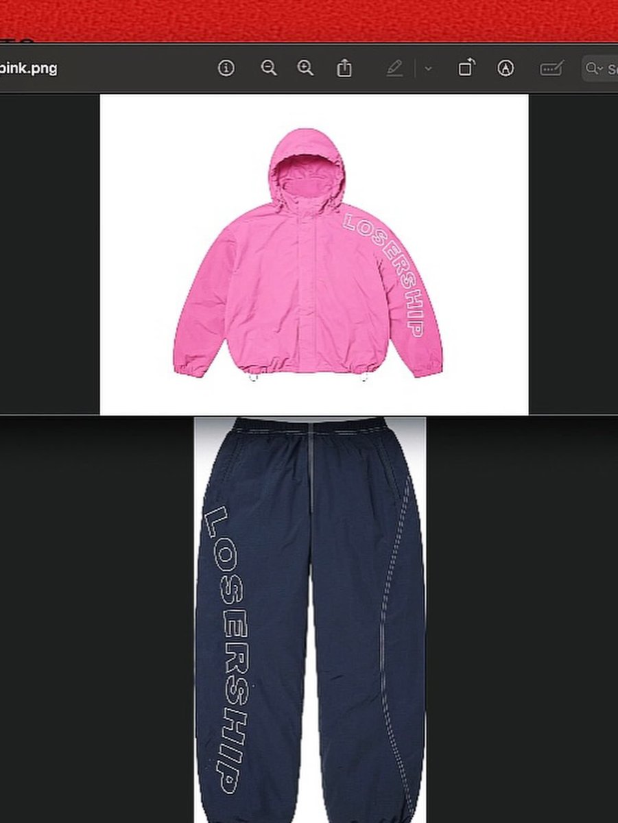 loser_ship's tweet photo. Pink losership windbreaker https://t.co/co82LmAfRA
