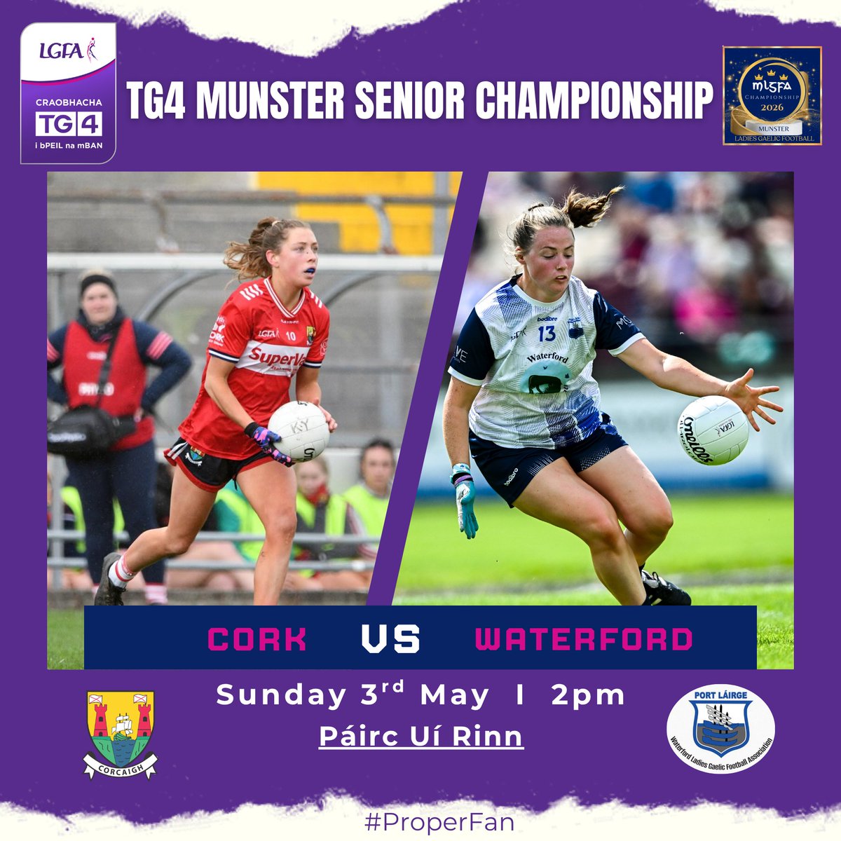 LadiesFootball's tweet image. A big day coming up in the @TG4TV @MunsterLGFA Senior Championship! 

Get your tickets👉 bit.ly/4ndiBrB

#ProperFan