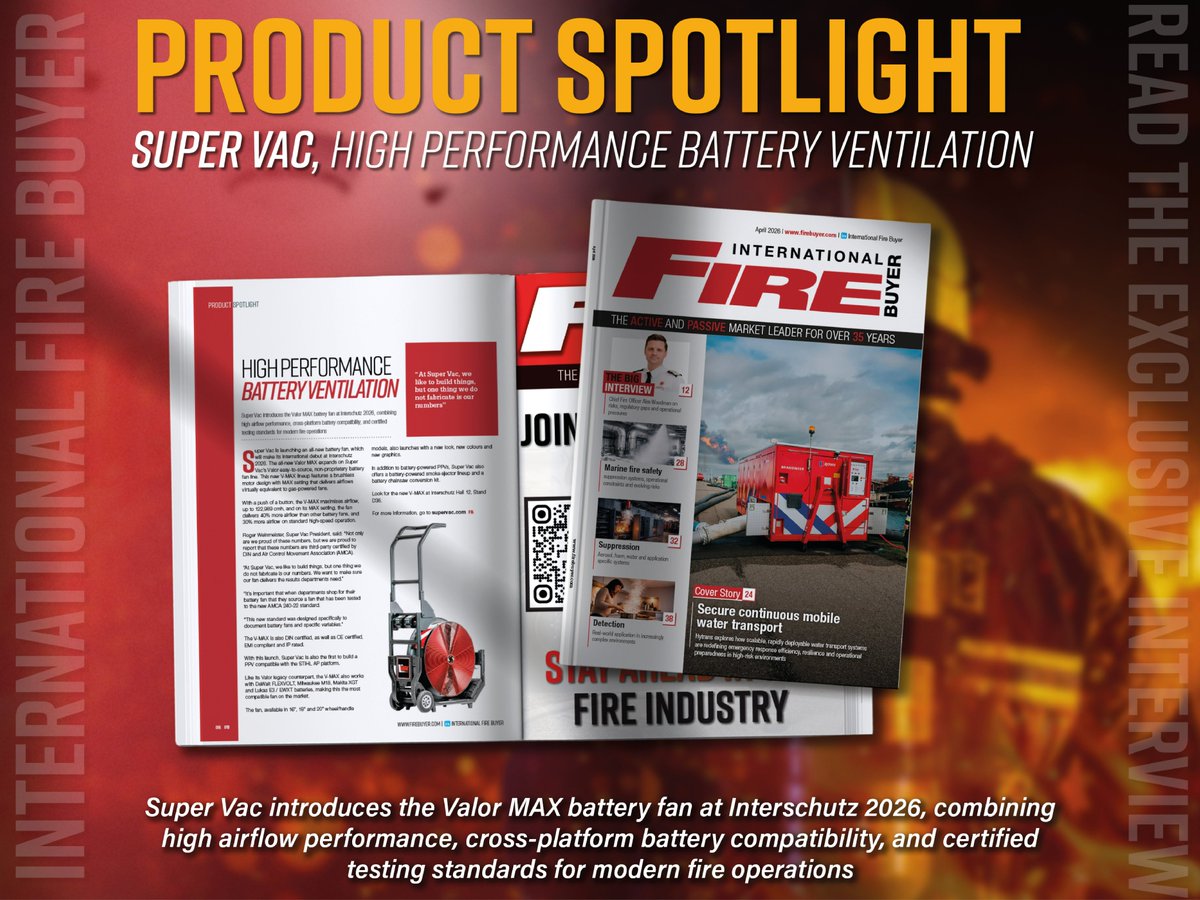 Firebuyer's tweet image. Latest on International Fire Buyer: High performance battery ventilation 

Read more: firebuyer.com/high-performan…

#FireSafety #Firefighting