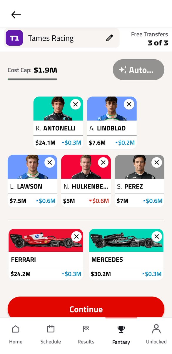 BTames's tweet photo. @F_FantasyHub Would you drop lindblad for ocon with a -10? https://t.co/OyVBhdrlds
