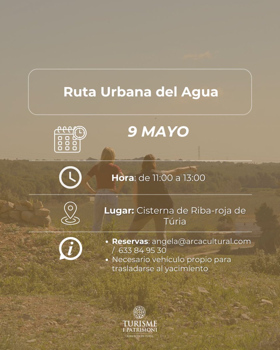 riba_roja's tweet photo. 📆¡La agenda turística de mayo ya está disponible!

🏛Jornadas de Puertas Abiertas de Pla de Nadal
🚶Caminando entre búnkeres y trincheras
💧Ruta Urbana del Agua
🗺Riba-roja visigoda

#TurismeIPatrimoni #RibaRojadeTúria #PSTDRiba_roja https://t.co/djxh7OlHAr