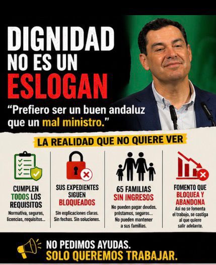 AlexBarroso82's tweet photo. @JuanMa_Moreno No es lo mismo prometer que incumplir y llevar a la ruina a 65 familias que han invertido más de 45.000€ en busca de una oportunidad de autoempleo. https://t.co/tb6m3oXI85