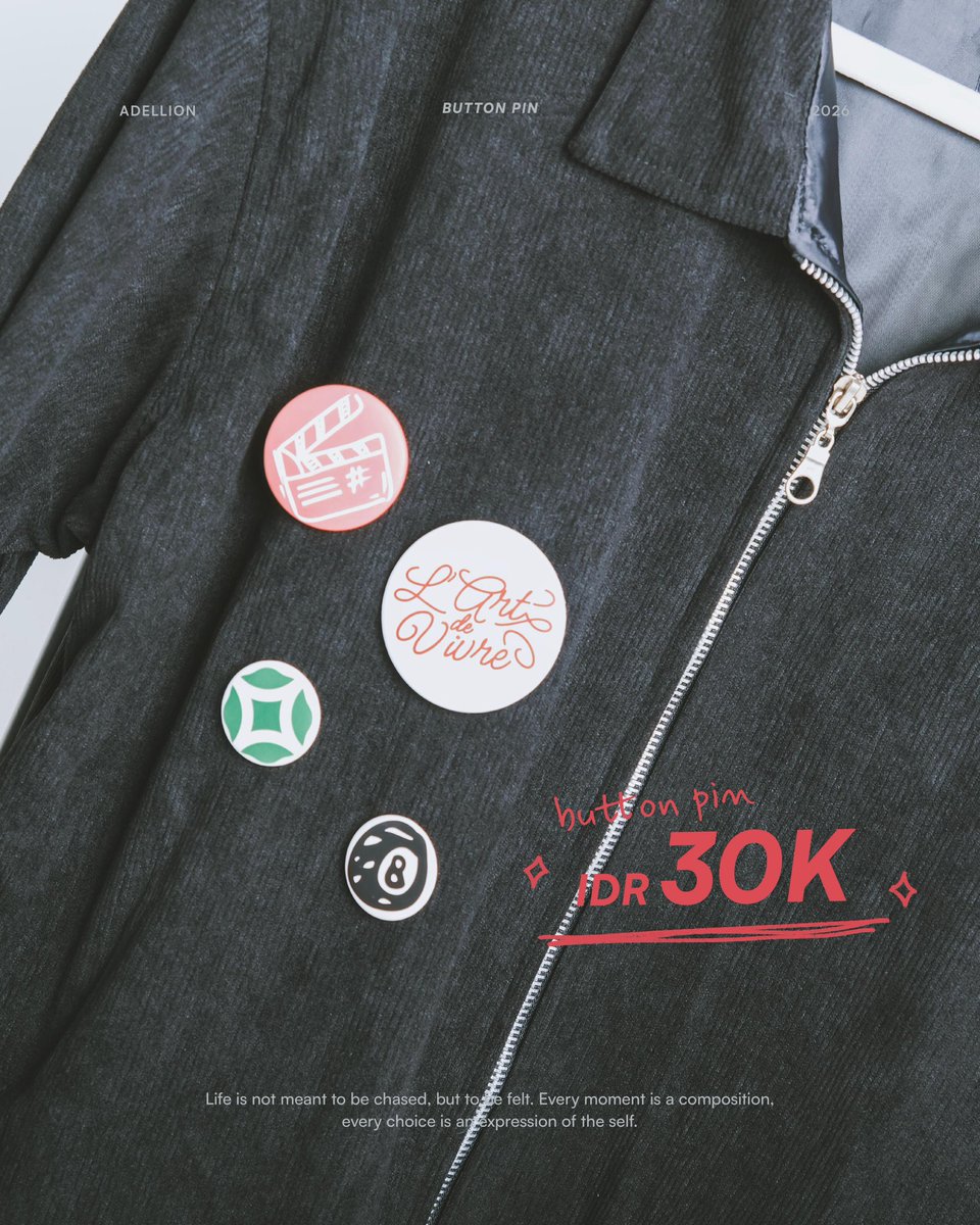 Adellion_'s tweet photo. Button Pin, IDR 30K

Button pin gemas dan aesthetic ini cocok banget buat kalian pasang di jacket atau tas buat jadi pelengkap penampilan kalian🤩 https://t.co/G5K0nDsZPE
