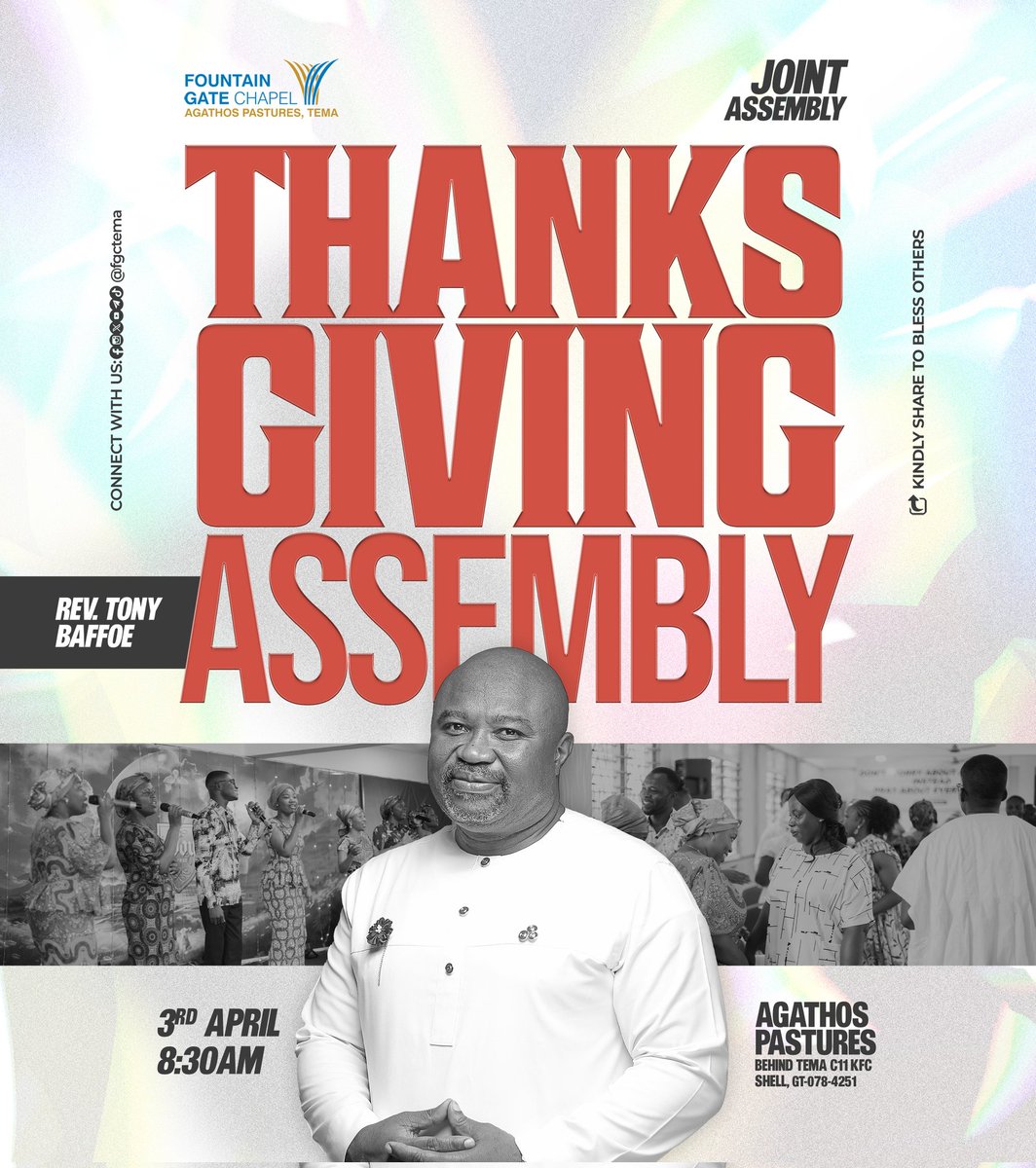 fgctema's tweet image. Thanksgiving is an opportunity for the church to express their gratitude to God for all He has done and also express faith for our expectations in Christ after praying.

Join us this Sunday, for the May Thanksgiving Assembly at @fgctema 8:30am prompt.
See you soon.

#Thanksgiving