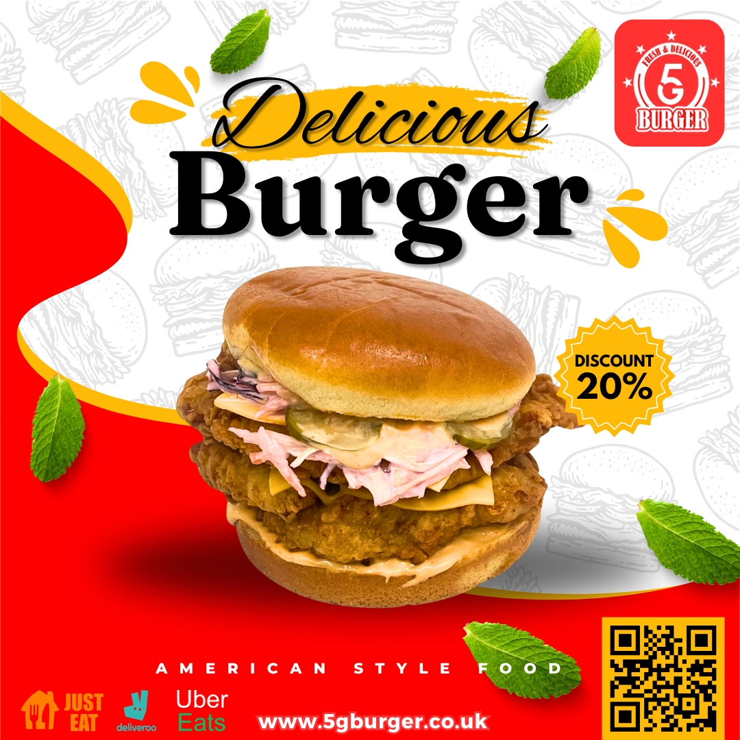 5gburgers's tweet image. 5G Burger, Dagenham's leading burger shop, is thrilled to unveil a **20% discount** on orders up to £15.🚀 😋🍟🍔
Order Online: 5gburger.co.uk
Address: 2, Chequers Parade, Dagenham RM9 6RT
Call Us: 020 4529 9092
#milkshakes #burgertime #chickens #wings