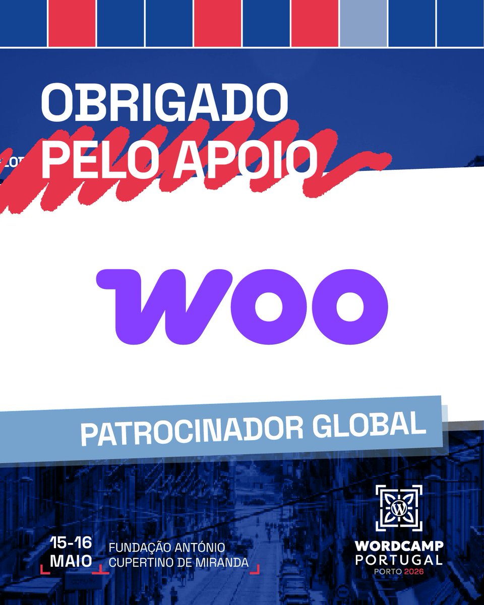 WordCampPT's tweet image. We are thrilled to have @WooCommerce as a sponsor for WordCamp Portugal 2026! 🚀Powering 31.4% of the top online stores, Woo brings unlimited flexibility to the WordPress ecosystem. Thank you for your support! #WordPress #WooCommerce #WordCampPT