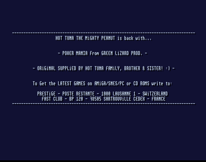 CracktroBot's tweet image. Frost Byte (1987) - Crack: The Light Force - Trainer: +1 - #Commodore64
LA Police Dept. (1991) - Crack: Transcom - Trainer: +5 - #Commodore64
Zygy (1987) - Crack: Mc Spe - #AmstradCPC
Poker Mania (1994) - Crack: Hot Tuna - #Amiga