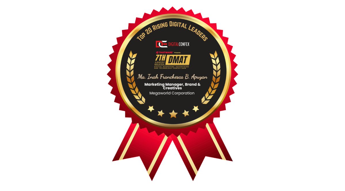 digitalconfex's tweet photo. #Awardee spotlight 🌟

🏆 Ma. Inah Franchesca B. Apuyan
🎖️ Top 20 Rising Digital Leaders
Congratulations on this recognition 🚀

#DMATMalaysia #DMATConfexMalaysia #DIGITALCONFEX #Awards https://t.co/nPF9OMn0t1