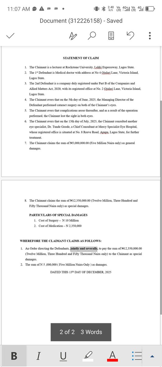 princetech12670's tweet photo. Something happened at the Bar Finals in Civil Litigation. We were asked to draft pleadings in a scenario involving multiple defendants.

When there are multiple defendants, you must claim against them jointly and severally.

Not using that phrase is a wrong move.

Always grateful to our lecturer, Mr. Ajah, who pointed this out during revision classes.

See Order 15 rule 4 Lagos High Court Civil procedure Rules 2019