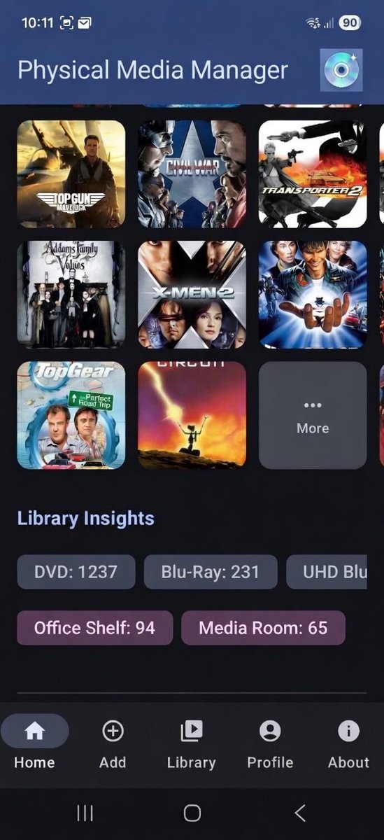 PhysMediaMngr's tweet image. Just dropped Physical Media Manager v3.1 ✨
Now you can see beautiful insights into your entire physical media collection, DVDs, Blu-rays, UHDs, and exactly where everything lives on your shelves.
Organising movies has never felt so satisfying.
Try it today! 👇
#PhysicalMedia