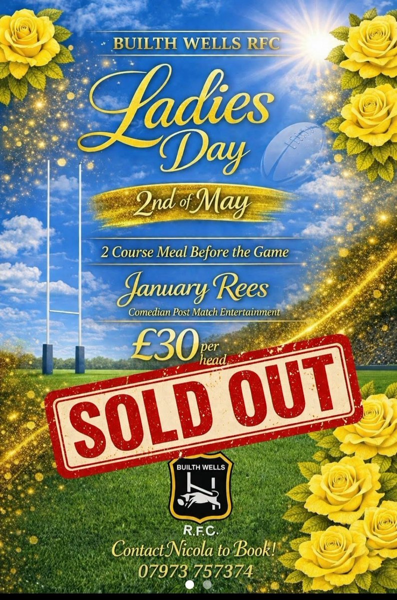 BUILTHR's tweet image. 💛 LADIES DAY | BUILTH WELLS RFC 💛
🔥 SOLD OUT 🔥
What a response 🙌
See you all at The Groe 👊
#UpTheBulls #BuilthWellsRFC #LadiesDay #SoldOut