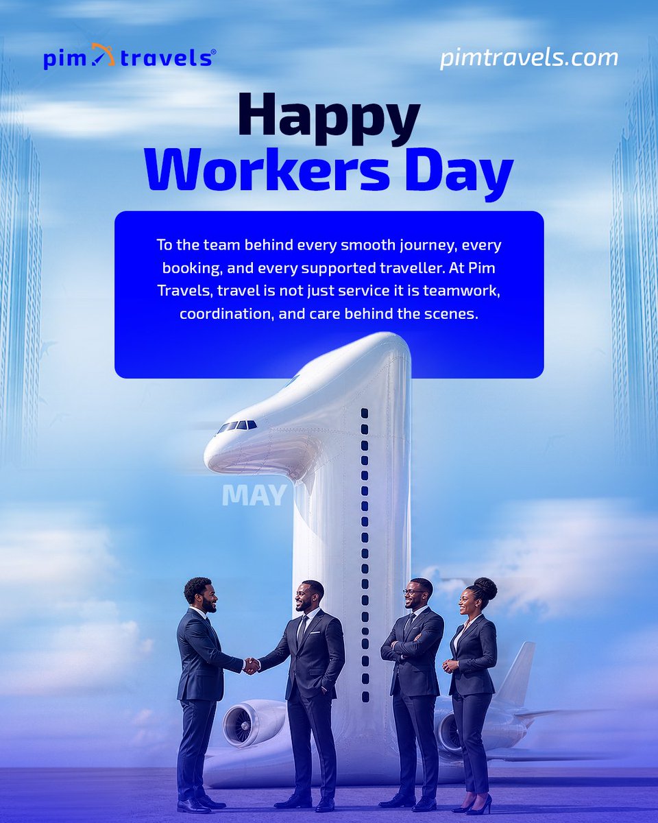 pimtravels_ng's tweet photo. New month. Fresh plans. Better moves.
Welcome to May.
Let’s make it count.
#pimtravels #WorkersMatter #travelsmart I Landlord I Triplets I Rora I Work of Art I Lateef Adedimeji I Happy New Month I Happy Workers I Asake https://t.co/QpPEiUVUDd
