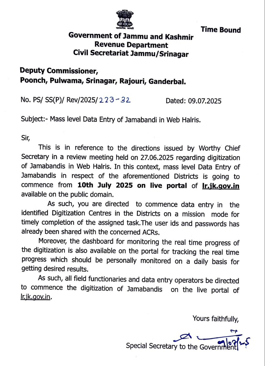 If no official order has been issued fiddling with Urdu why does the govt's digitisation software  for Jamabandi exclude it entirely. Why is the language being erased through a backdoor? Entire land records of J&amp;K are on the verge of being tinkered with. <a href="/OmarAbdullah/">Omar Abdullah</a>