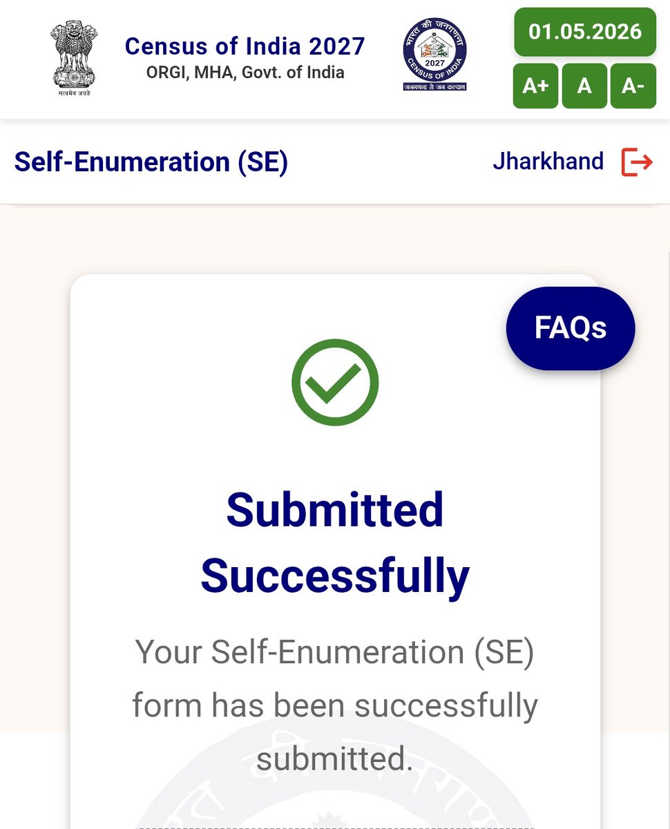 callmeprinceraz's tweet image. Successfully completed  the  Self Enumeration (SE )Census 2027.
A meaningful experience that reinforced the importance of accurate data for inclusive development and effective governance.
#SECensus2027 #PublicService #DataForDevelopment 
@iprdgodda @dcgodda 
@CensusIndia2027