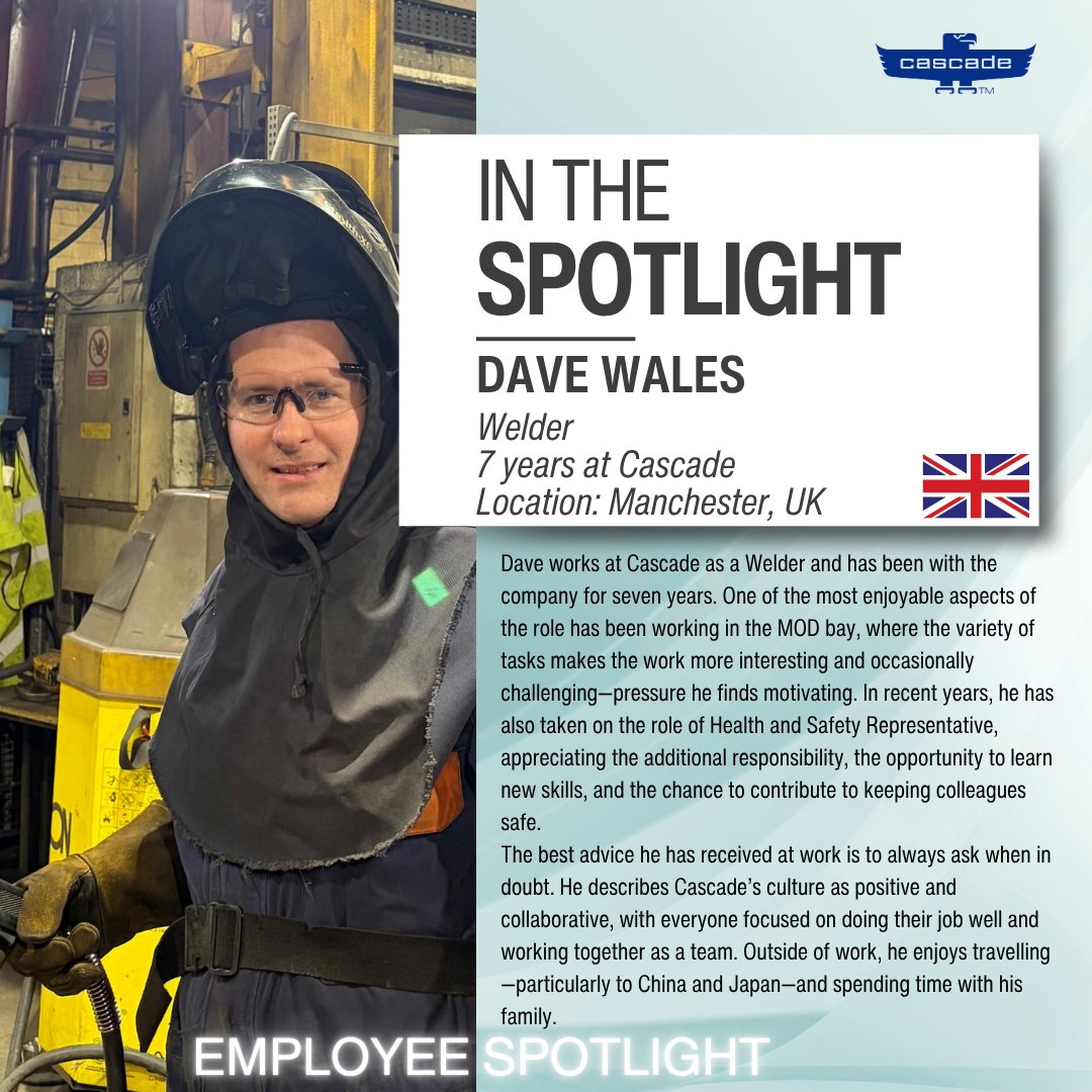 CascadeEurope's tweet image. Meet Dave🤝 a Welder from our Manchester, UK facility.

Stay tuned for more stories from our incredible team members!

#EmployeeSpotlight