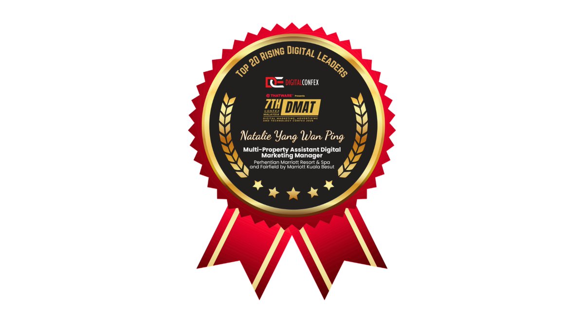 digitalconfex's tweet photo. #Awardee spotlight 🌟

🏆 Natalie Yang Wan Ping
🎖️ Top 20 Rising Digital Leaders

Congratulations on this recognition 🚀

#DMATMalaysia #DMATConfexMalaysia #DIGITALCONFEX #Awards https://t.co/hYD5xYIs6c