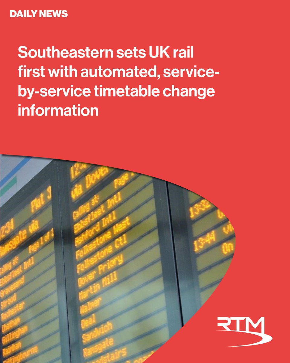thertmnews's tweet image. 🚆 @Se_Railway  now automatically tells passengers exactly what’s changed on their train – service by service – thanks to a £260k CIS upgrade.

• Faster, clearer timetable change info ⏱️

Read more: railtechnologymagazine.com/articles/south…

#UKRail #RailIndustry #PassengerInformation