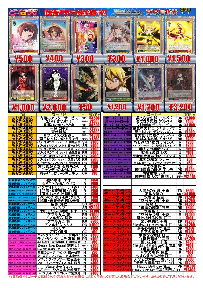 ◇ #ヴァイスシュヴァルツ 買取情報◇ ニャンダフル・ワールド 前川