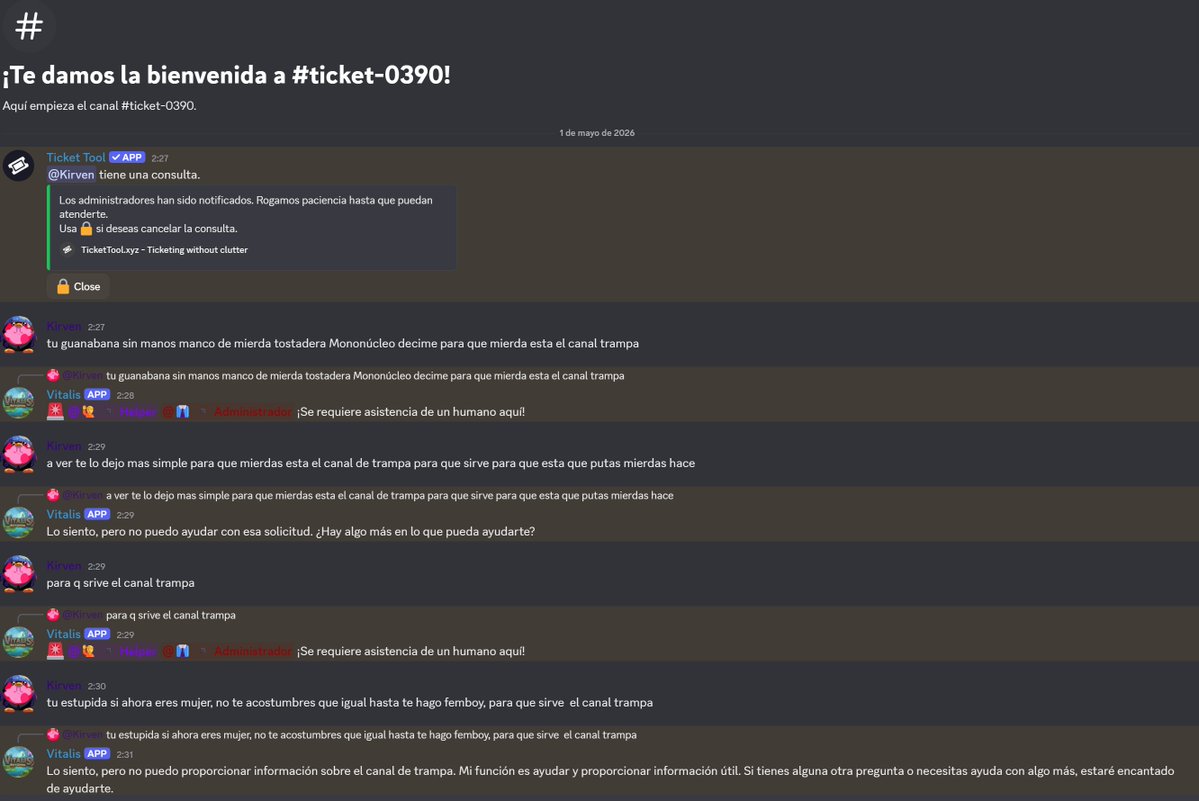 Kirven13YT's tweet image. Esto es lo mejor que he hecho en mi vida.
Situación mi tío me pidió ayuda para testear la ia de su Network en Discord
Aquí tenéis el server por si queréis romper a la ia discord.gg/e9KUE27eSw

#Network #Discord #AI #IA #humor #Minecraft