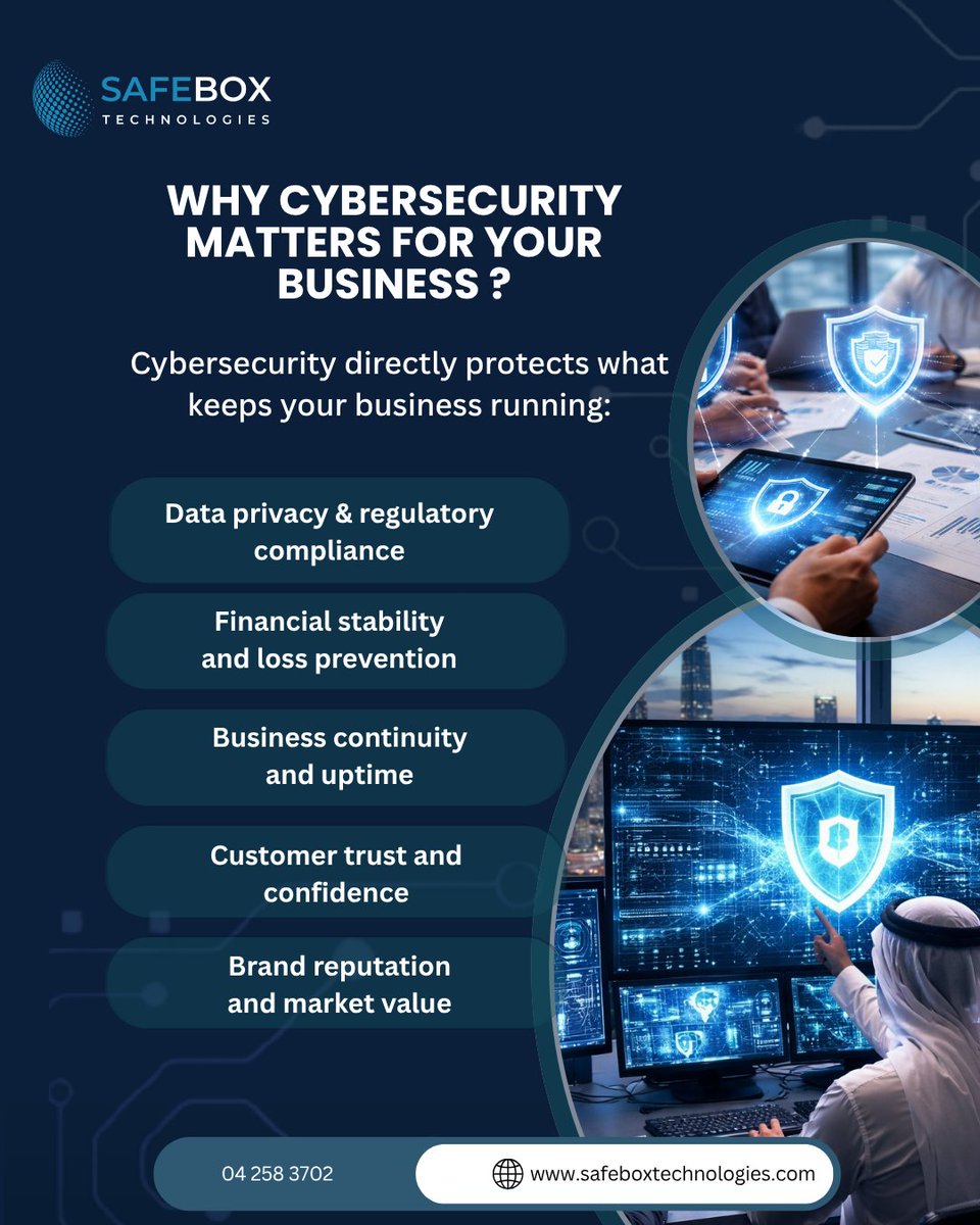 technologi22894's tweet image. Cybersecurity is essential for UAE businesses, protect your data, operations, and trust.

Safebox Technology helps you stay secure and ahead of threats.

#SafeboxTechnology #CyberSecurityUAE #BusinessSecurity #CyberResilience