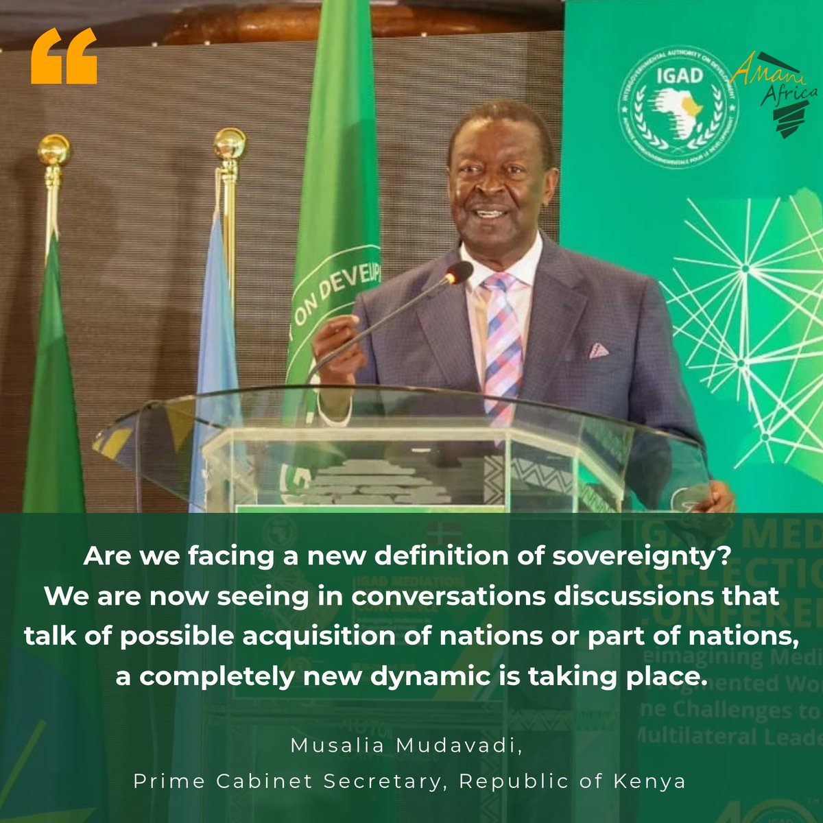 africa_amani's tweet photo. 'Are we facing a new definition of sovereignty? We are now seeing in conversations discussions that talk of possible acquisition of nations or part of nations, a completely new dynamic is taking place.' https://t.co/1pkK14V8wy