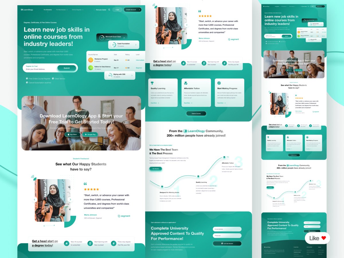 airzonagency's tweet image. LearnOlogy | EdTech &amp;amp; Online Learning Platform | Website | Landing Page

dribbble.com/shots/27334400…

#Framer #EdTech #Elearning #WebDesign #UIUX #AirzonAgency #FramerExpert #OnlineCourses #LandingPage #ResponsiveDesign #NoCode #EducationUI