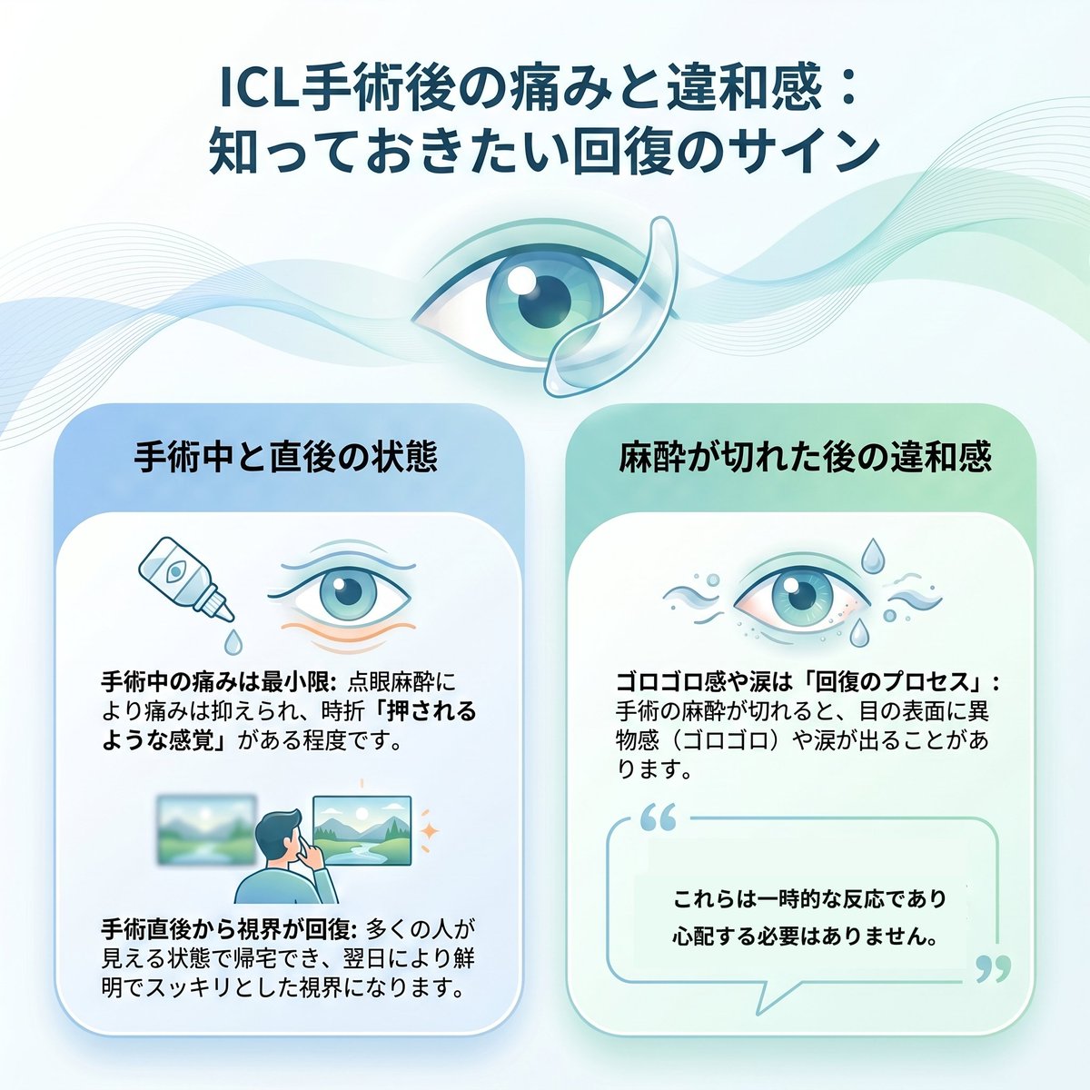 😢「ICL手術後麻酔が切れたら痛くなる？」 ICL手術後、麻酔が切れると