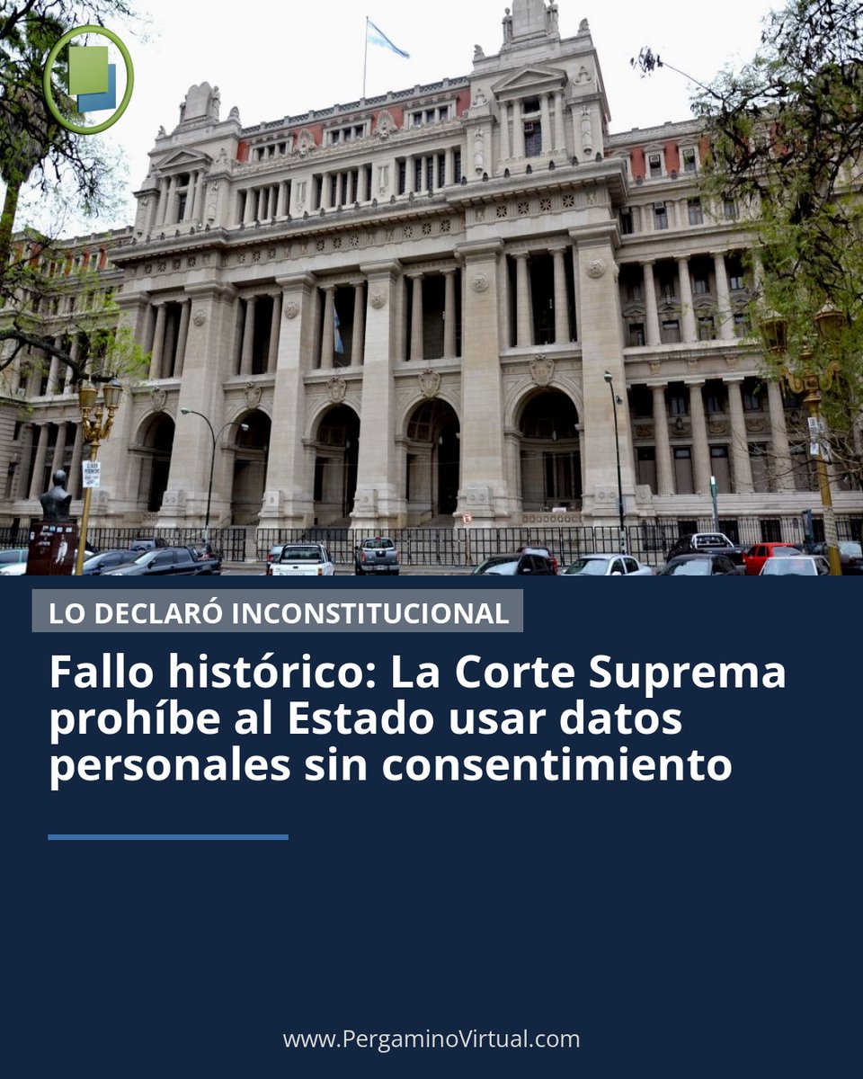 PergaminoVirtu1's tweet image. LA CORTE PROHÍBE AL ESTADO USAR DATOS PERSONALES SIN CONSENTIMIENTO

pergaminovirtual.com.ar/amp/fallo-hist…
#CorteSuprema #DatosPersonales #Privacidad