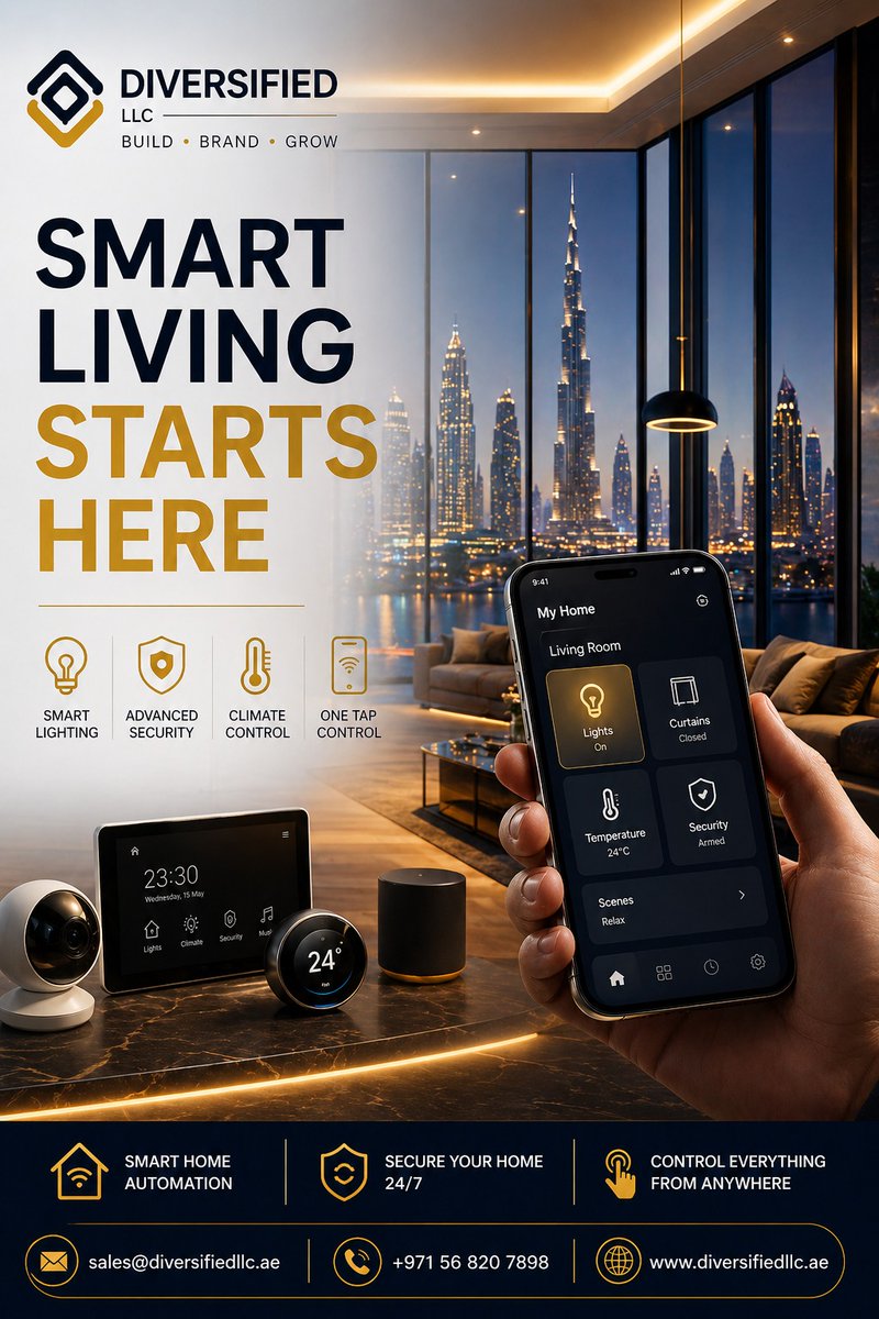 diversifieduae's tweet image. Control your home anytime, anywhere. Smart automation designed for comfort, security, and modern living in UAE.
 diversifiedllc.ae | +971 56 820 7898
#SmartHome #HomeAutomation #UAELifestyle #TechLiving