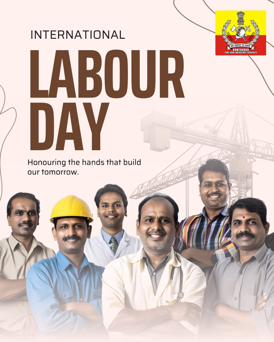 afes_112's tweet photo. The hands that serve with courage build a stronger nation.

AFES salutes every worker this Labour Day.

#LabourDay #NationBuilders #AFES #EmergencyResponse #PublicSafety #AhmedabadFireServices https://t.co/v4dRLtOSUt