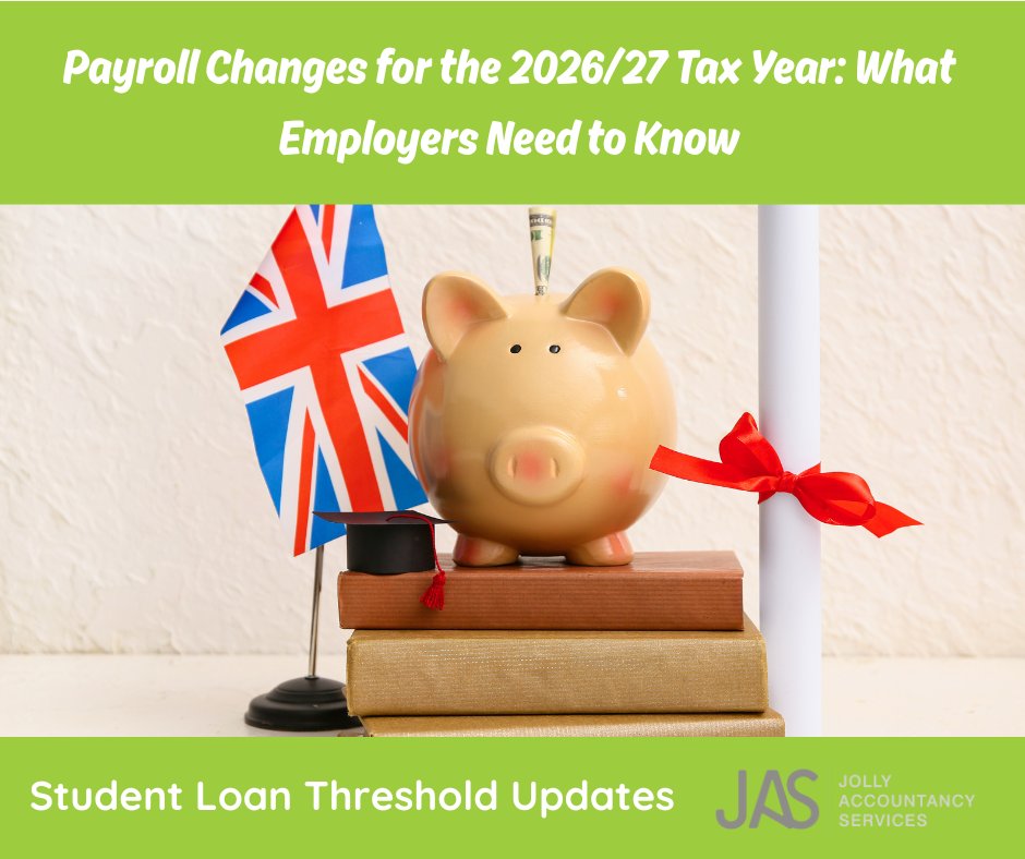 JollyAccounts's tweet photo. Student loan thresholds have changed for 2026/27.
If payroll isn’t updated correctly, employees could end up paying too much — or too little.

Worth double-checking your system is aligned with the latest rates.

https://t.co/6pFMrLMKU6

#Blog #LocalAccountant #LancasterAccountant https://t.co/J514THmzM8