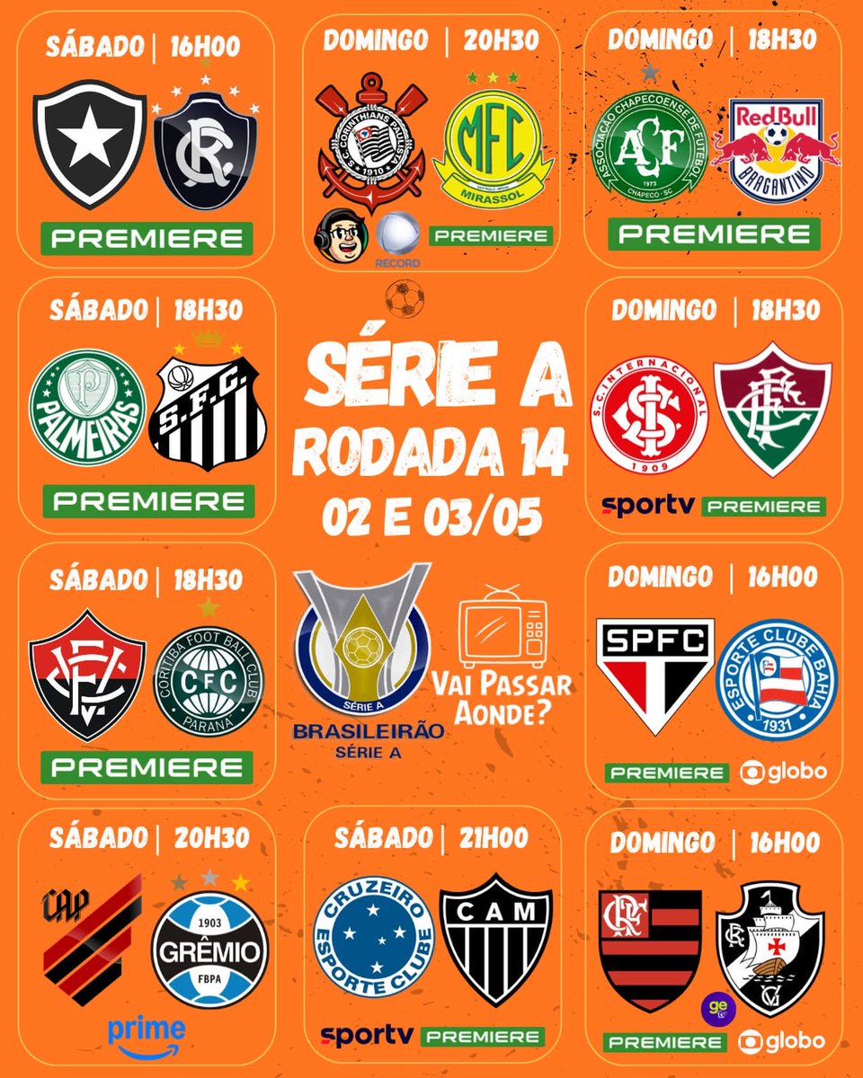 Brasileirão Série A - Rodada 14

Confira a agenda completa dos jogos da rodada 14 do Brasileirão Série A e onde assistir