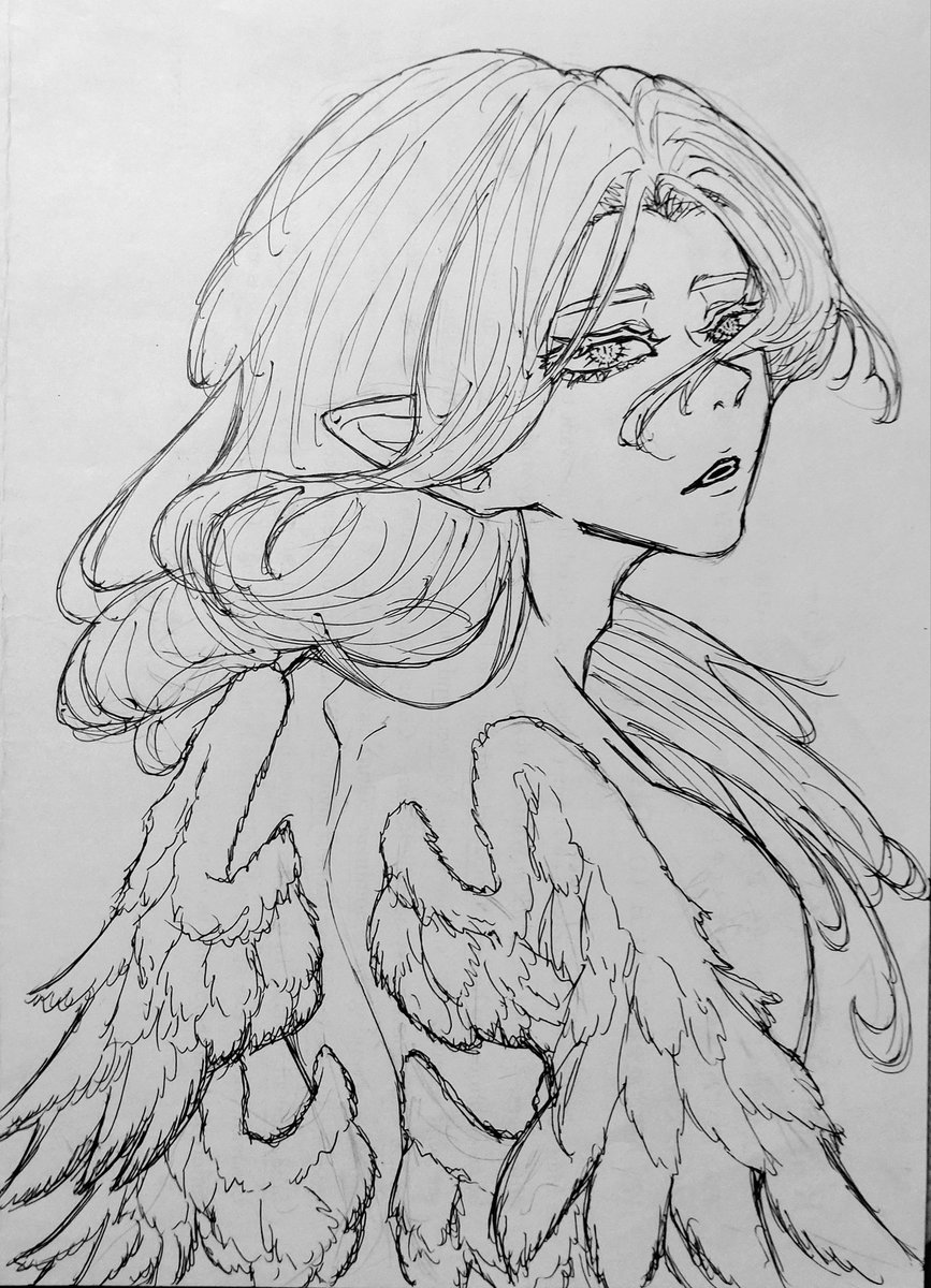 Reu_62707's tweet photo. ﾎﾞｰﾙﾋﾟｪﾝ＿＿🖊️

#イラスト #アナログ絵 #創作 #天使 https://t.co/s0efme1Uhc