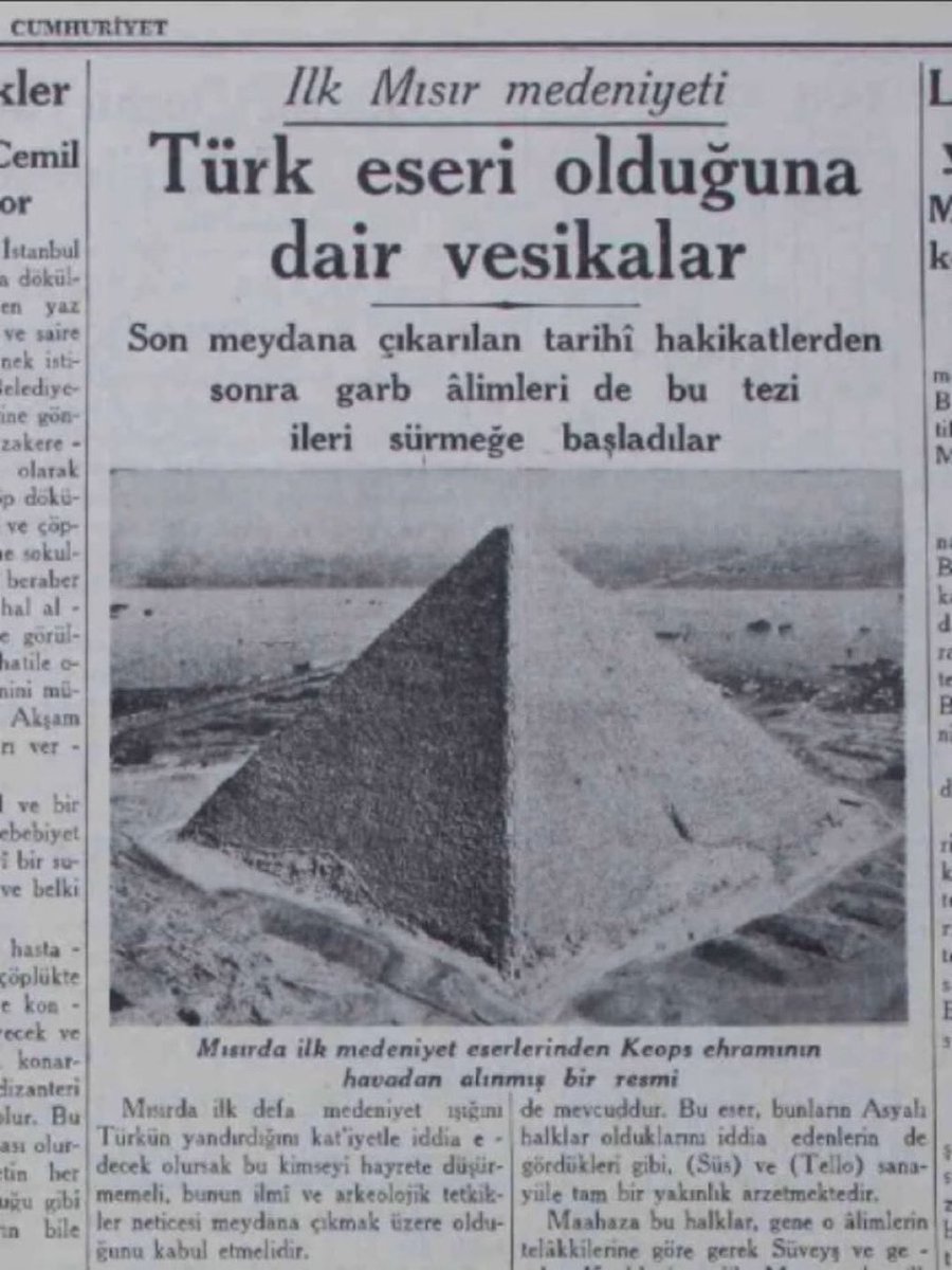 benrothofficial's tweet image. ‼️Turkish propaganda has no boundaries. In the 1930s the Turkish newspaper Cumhuriyet claimed that the Ancient Egyptian civilisation was a ‘Turkish achievement’. This was part of a campaign to engineer a fake national history, they didn’t have.
#Turkey #Egypt