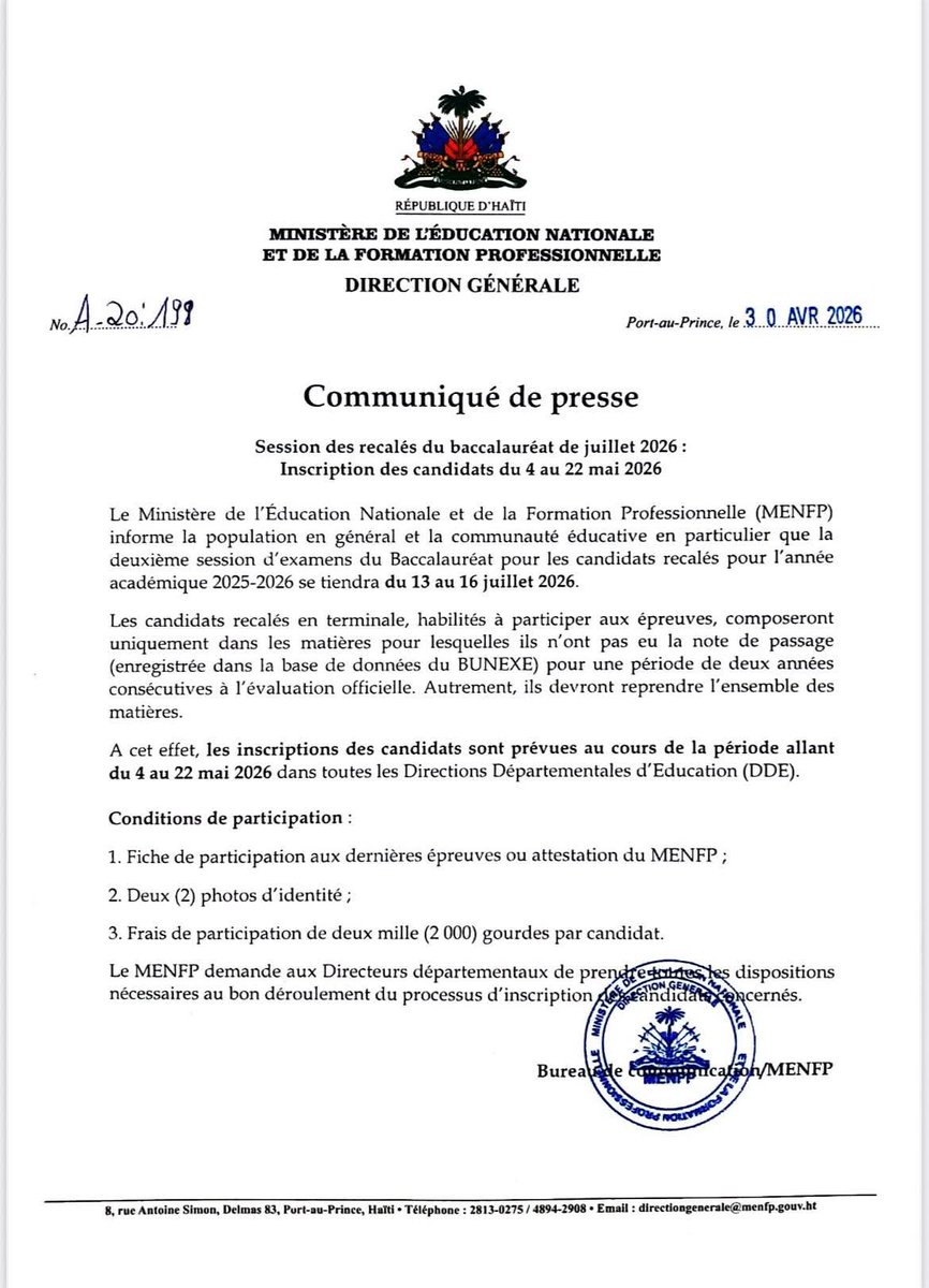 MENFP Education Haiti tweet media