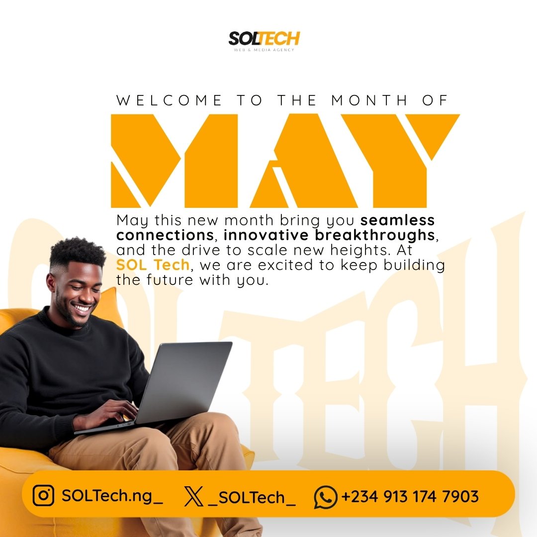_SOLtech's tweet photo. Welcome to the Month of MAY! 🚀

We wish you a month filled with seamless connections, innovative breakthroughs, and the drive to scale new heights. At SOL Tech, we are excited to keep building the future with you. Let's make May incredible! https://t.co/2WqUWFvsc7