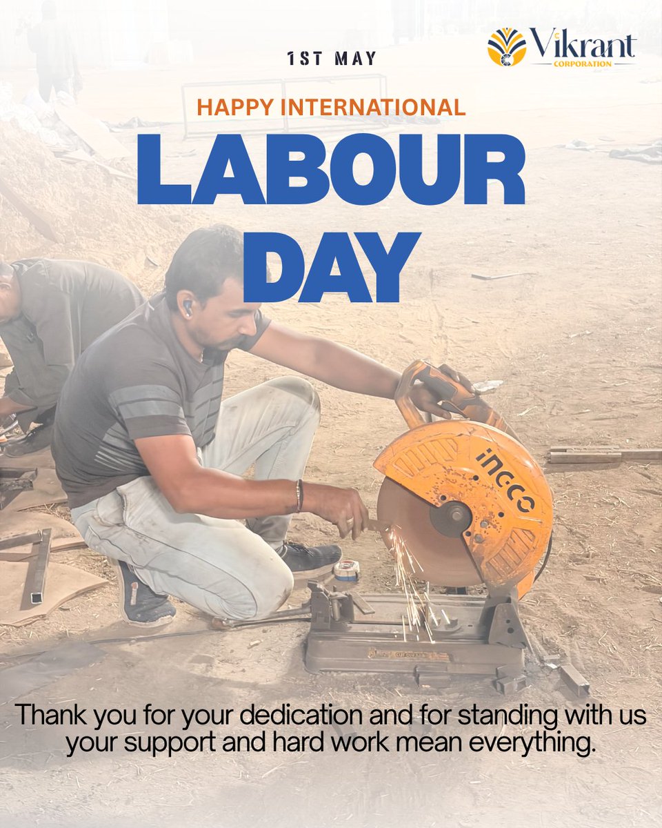 VIKRANTCOR2026's tweet image. Built with effort. Managed with dedication. Delivered with hardworking hands.

This Labour Day, we honor the people behind every successful execution.

Happy Labour Day.

#labourday #workevent #eventplanner #labour #productionteam